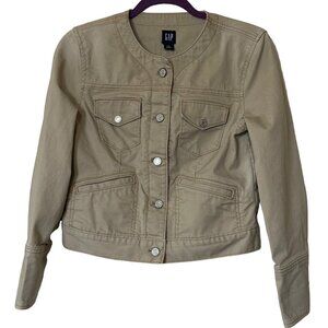 GAP Tan Color Short Button-Down Jacket w/Pockets Cotton Blend Women's Size Small